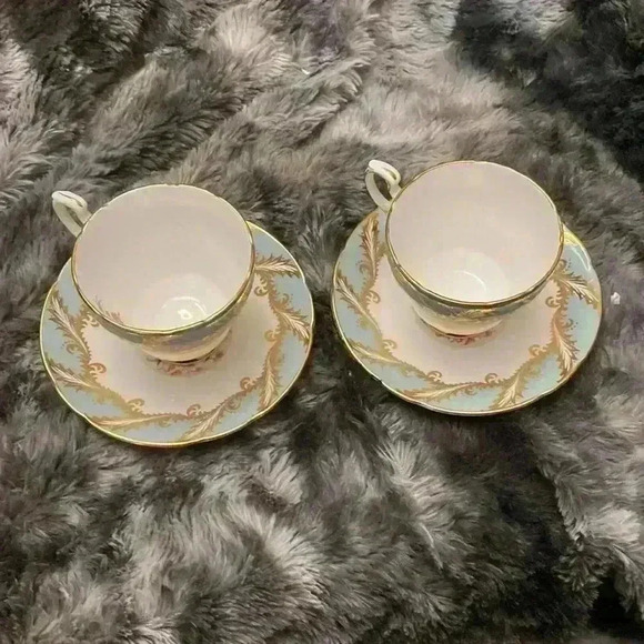 Paragon Teacup & Saucer Pattern E 104 I, Green Sage  set of 2 - Picture 9 of 11